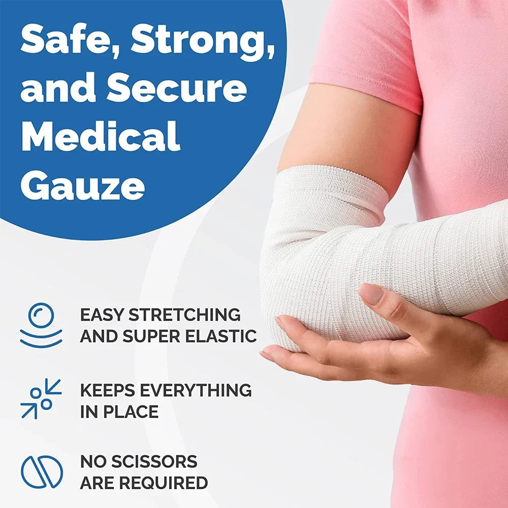 Breathable Gauze Bandage Rolls–4 Rolls- Premium First Aid Supplies for Safe Adventuring–Flexible–Bandage Wrap for Wound Dressing