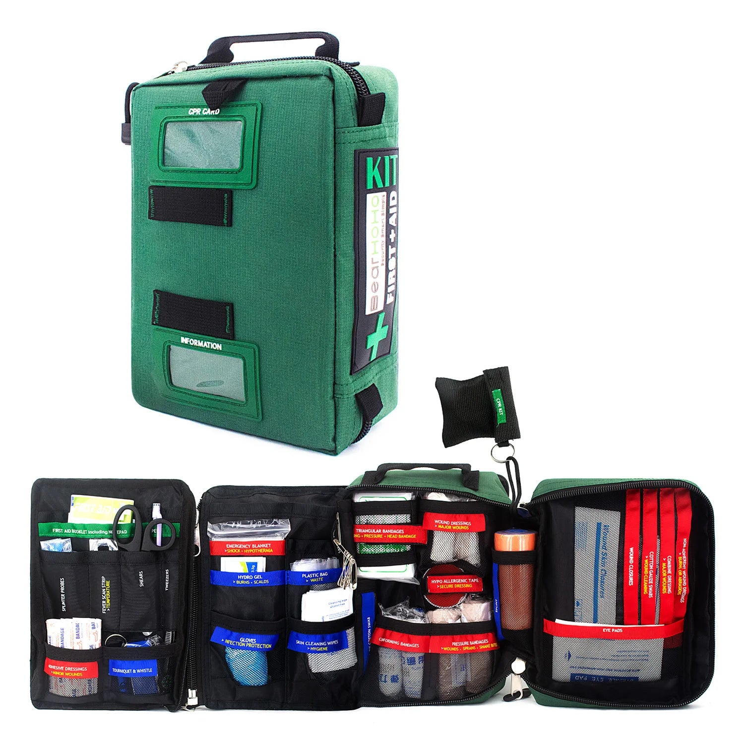 255 Pieces First Aid Kits 4 Section Poatable Large Size Emergency Medical Rescue Trauma Bag Outdoors Family School Car Survival