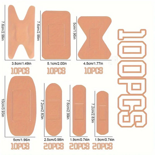100pcs Multi-Shape Breathable Cotton Blend Bandages - Waterproof, skin-friendly adhesive wound care for minor cuts and abrasions
