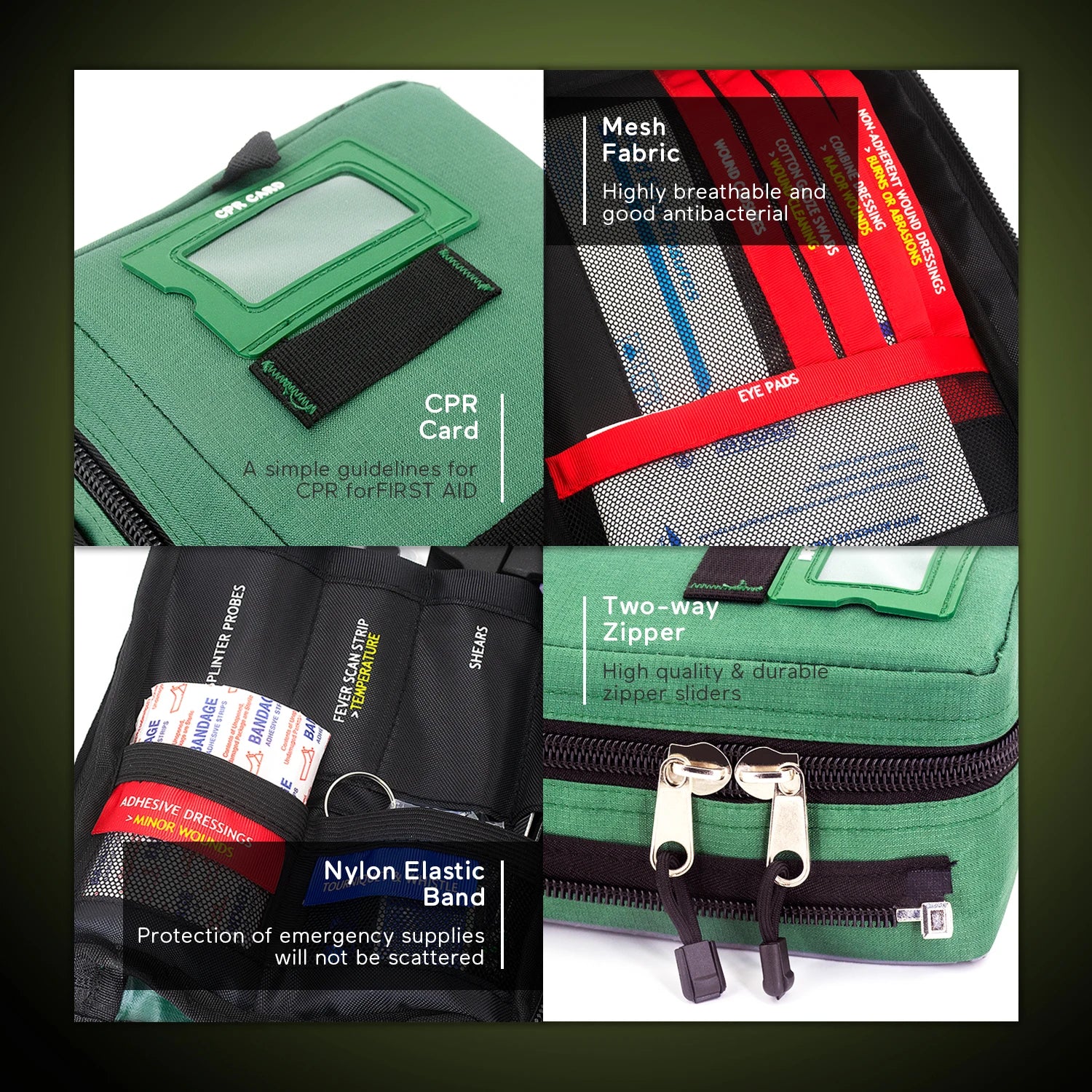 255 Pieces First Aid Kits 4 Section Poatable Large Size Emergency Medical Rescue Trauma Bag Outdoors Family School Car Survival