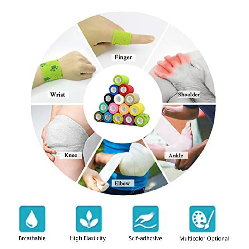 Medical Bandage Self-Adhesive Breathable Elastic Bandage Medical Elastic Gauze Tape First Aid Tool For Sport Fixing Finger Wrist