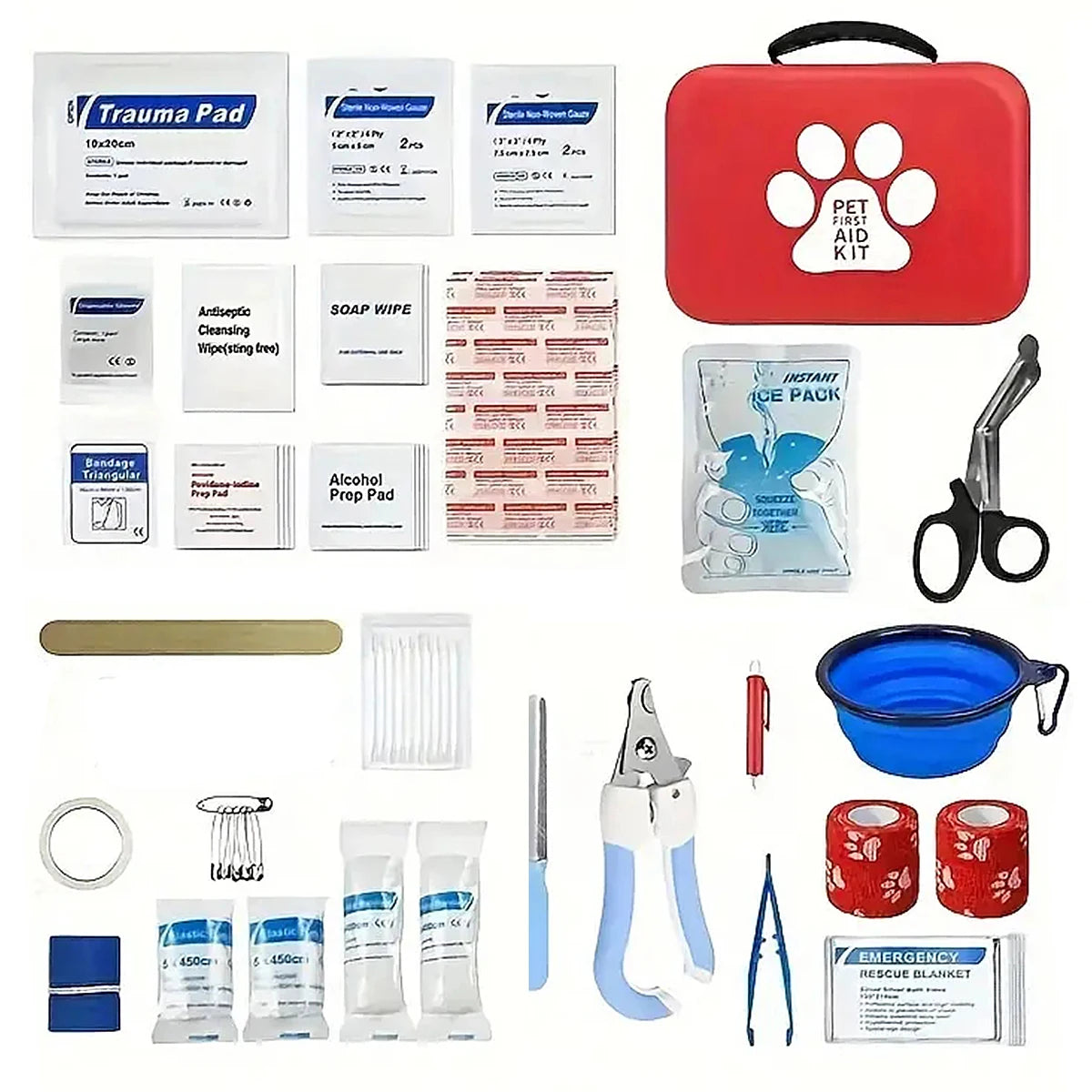 Compact pet First Aid kit for dogs and cats - emergency supplies, camping and backpacks
